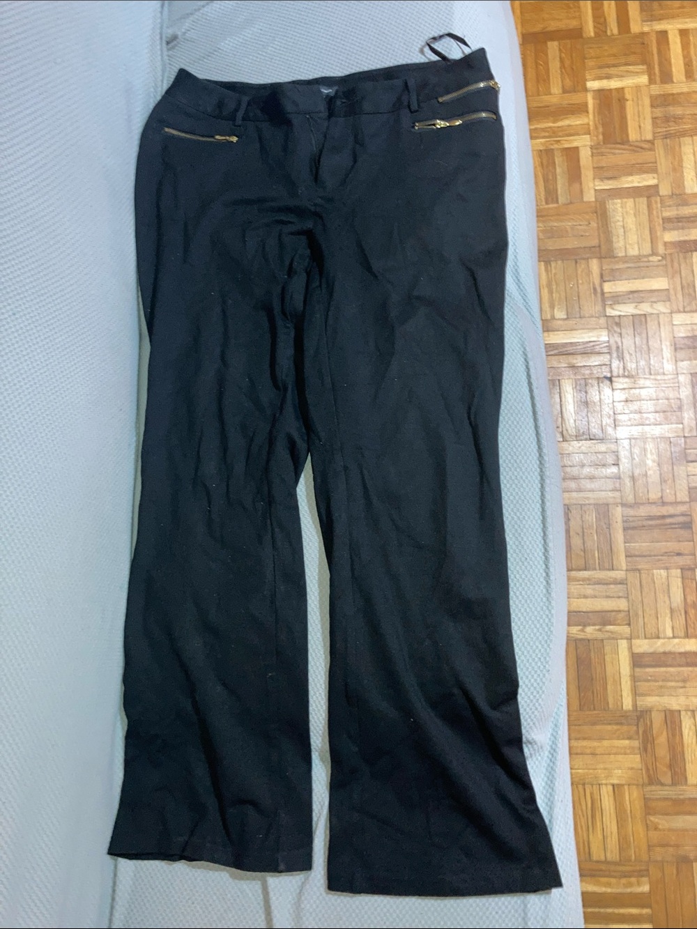 INC International Concepts Black Dress Pants with Gold Zipper Detail